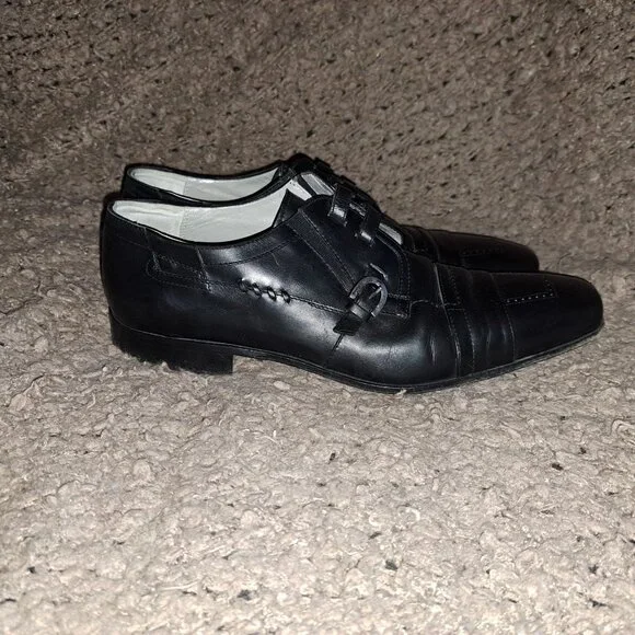 CESARE PACIOTTI-Black Leather-Buckle/Lace Concept-Sz 7.5 